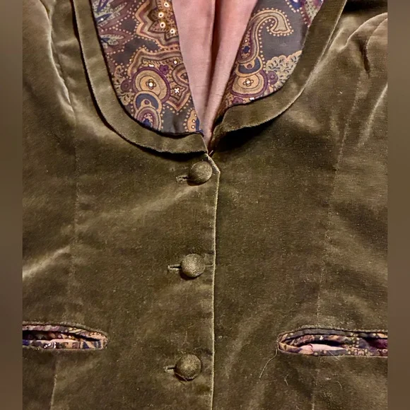 VTG Scott McClintock Velvet Victorian Revival Puff Sleeve Blazer Paisley Trim S - Picture 4 of 8